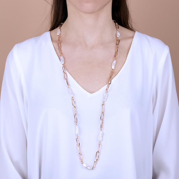 Bronzallure Pearl and Link Necklace