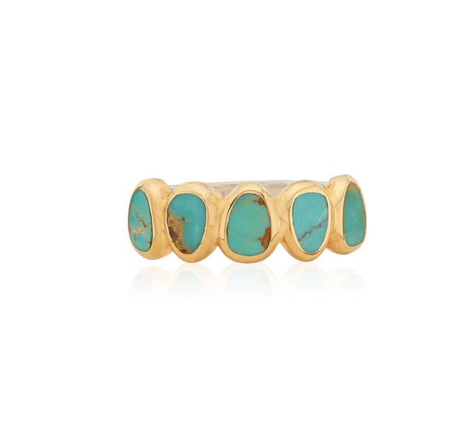 Anna Beck Asymmetric Multi Turquoise Ring Size 6