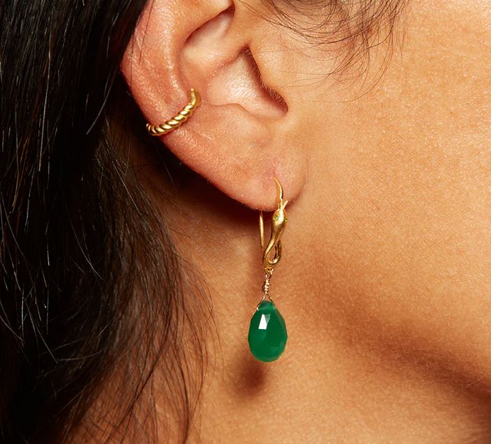 Satya Green Onyx Snake Drop Earrings