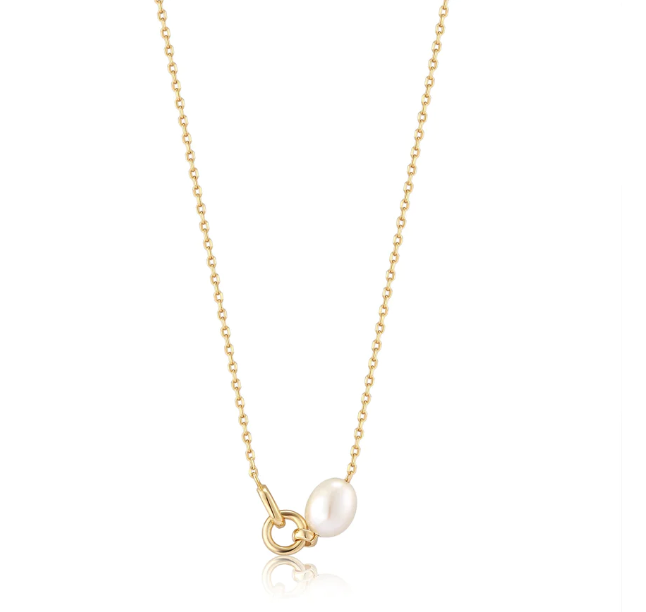 Ania Haie Gold Pearl Link Chain Necklace