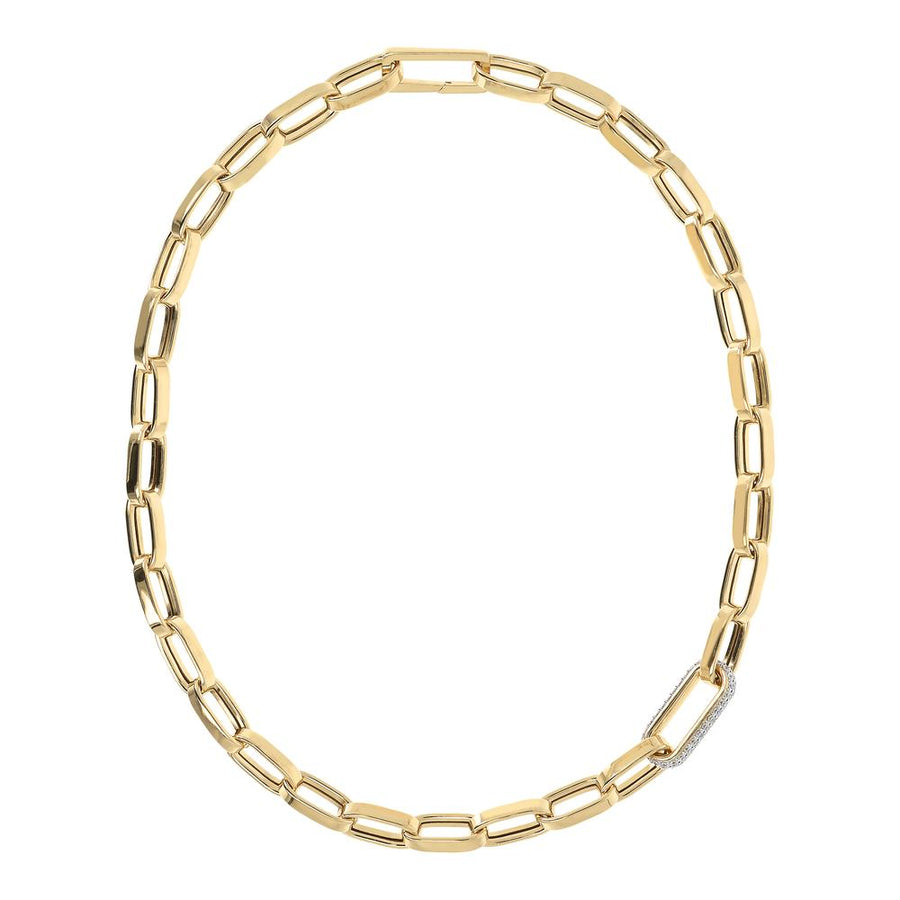 Bronzallure Golden Bold Chain and Pavé Detail Necklace