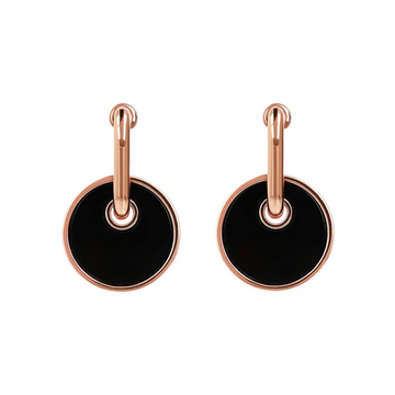 Bronzallure Black Onyx Circle Disc Hoop Earring