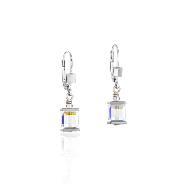 Coeur De Lion Clear Crystal Geo Cube Drop Earrings