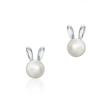 Birks Sterling Arctic Hare Fresh Water Pearl Studs