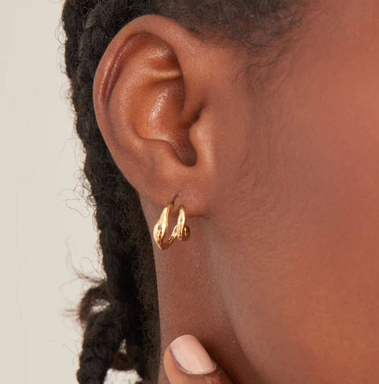 Ania Haie Gold Wave Double Hoop Stud Earrings