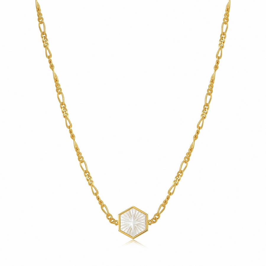 Ania Haie Gold Mother of Pearl Compass Emblem Necklace