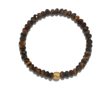 Satya Faceted Tiger Eye Rondelle Snake Stretch Bracelet