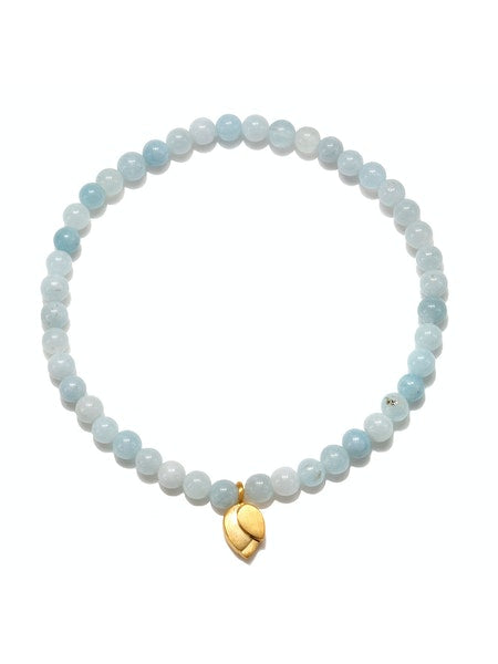 Satya Gold Aquamarine Lotus Stretch Bracelet