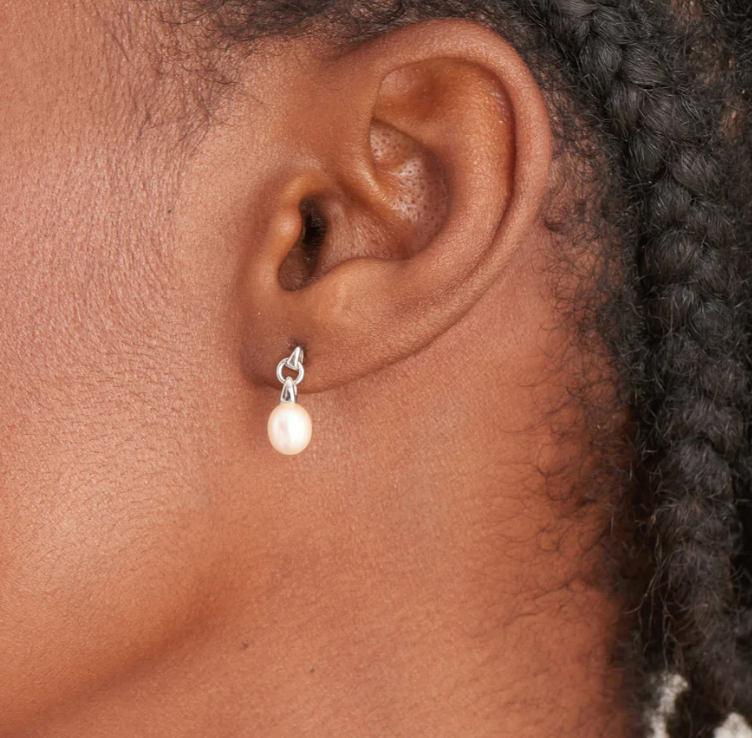 Ania Haie Silver Pearl Drop Stud Earrings