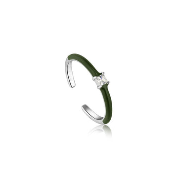 Ania Haie Silver Forest Green Enamel Ring
