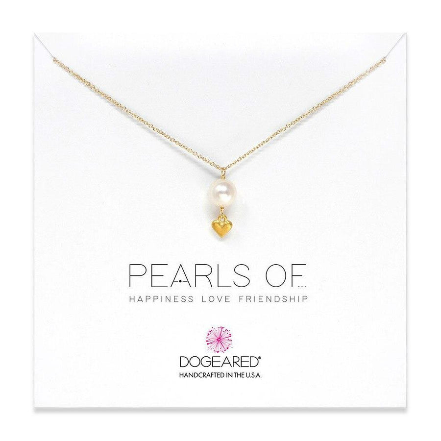 Dogeared Gold Freshwater Pearls Of Love with Heart