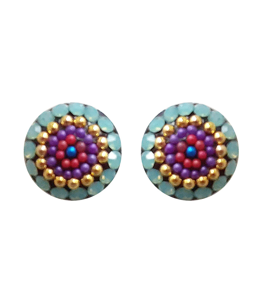 Mosaico Sterling Bright Multicolour Round Stud Earrings