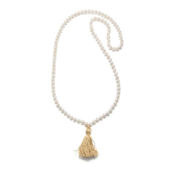 Satya Pearl Lotus Tassel Mala Necklace