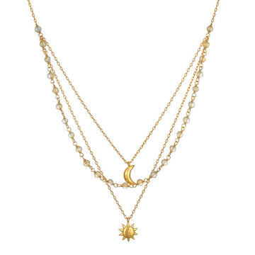 Satya Gold Sun Moon Citrine Triple Necklace