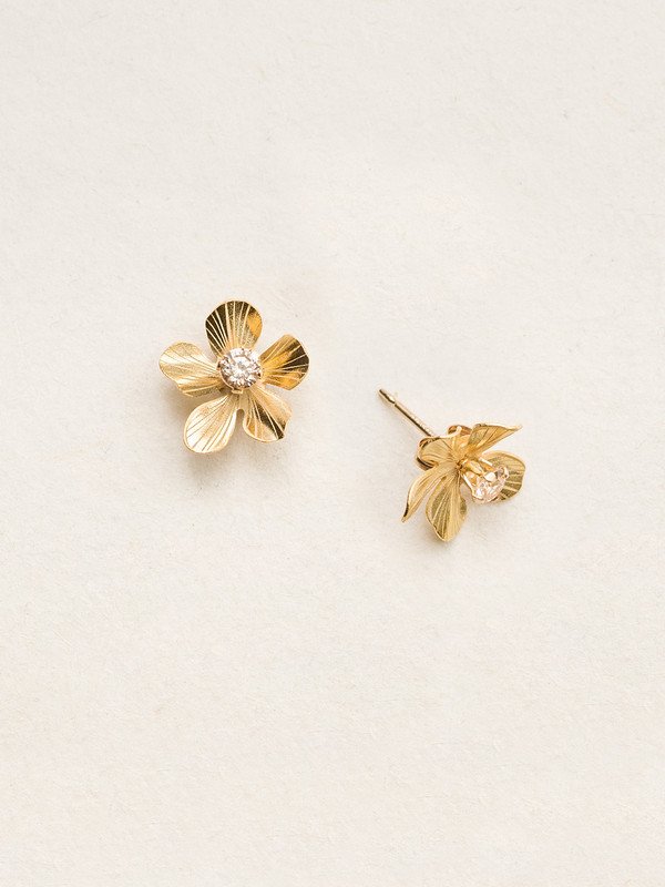 Holly Yashi Gold/Champagne Petite Plumeria Post Earrings