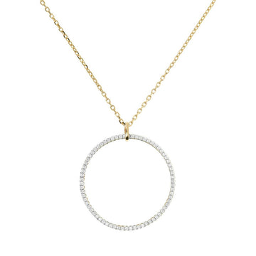 Bronzallure Pavé Open Circle Pendant Golden Necklace