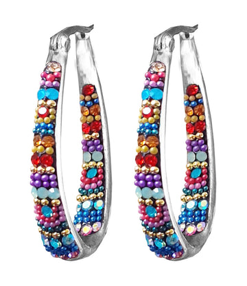 Mosaico Sterling Bright Multicolour Large Hoop Earrings