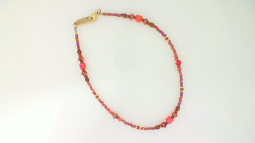 Holly Yashi Red Pink Sonoma Glass Bead Anklet