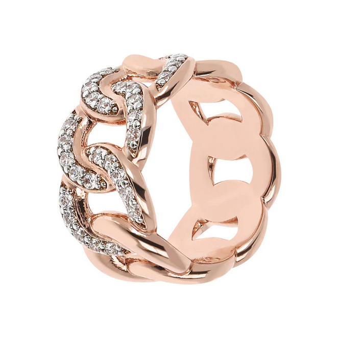 Bronzallure Pave Chain Link Ring Size 8