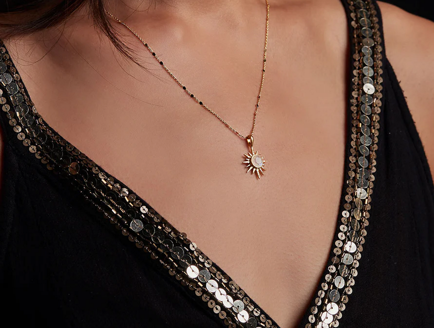 Satya 'North Star' Moonstone Starburst Necklace