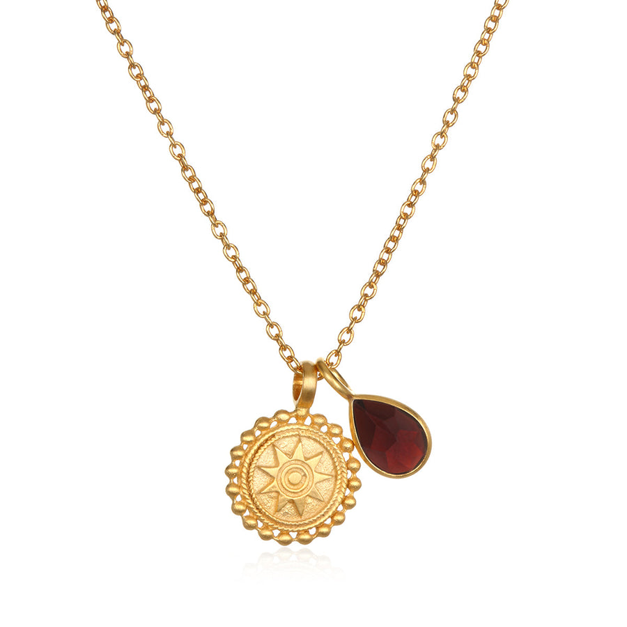 Satya Gold Garnet January Mandala Necklace