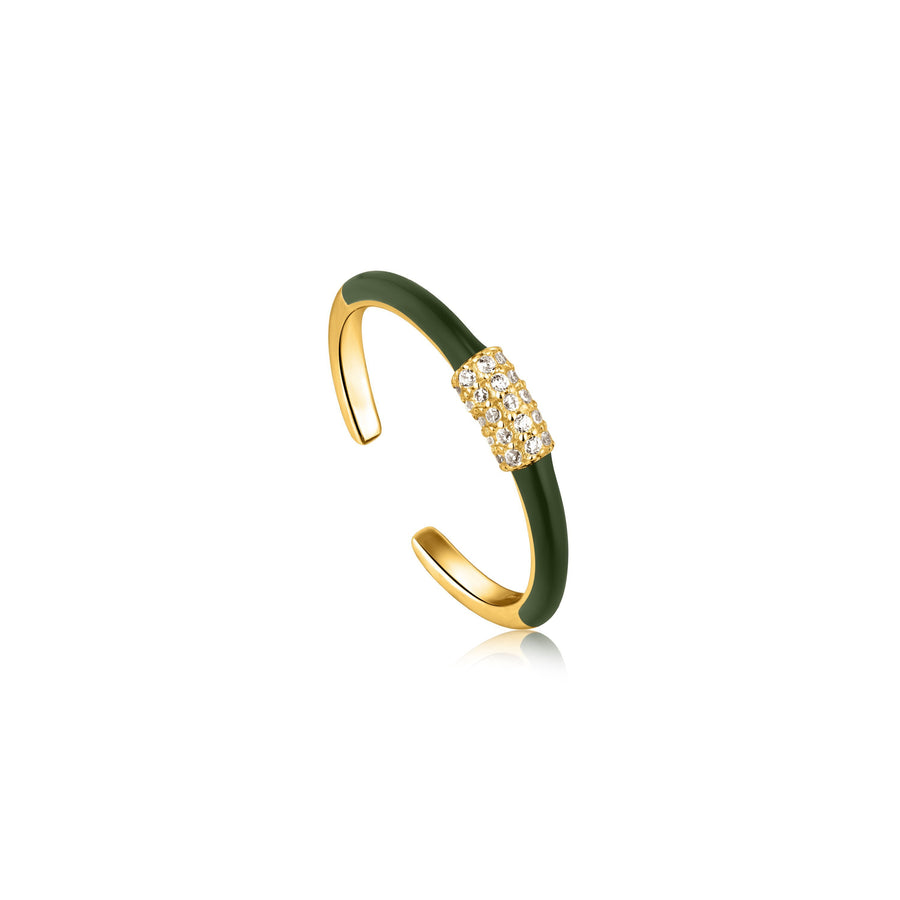 Ania Haie Gold Forest Green Enamel Ring