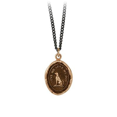 Pyrrha Bronze 'Love My Dog' Necklace
