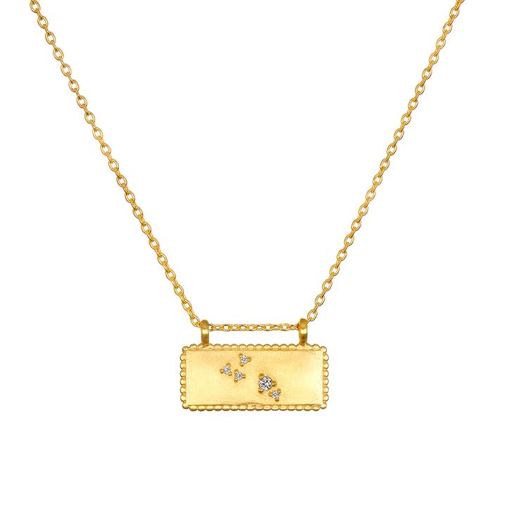 Satya Gold Aries White Topaz Zodiac Necklace