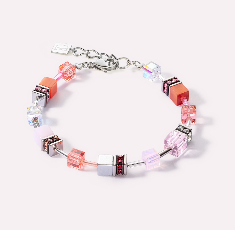 Coeur De Lion Red Rose Geo Cube Bracelet