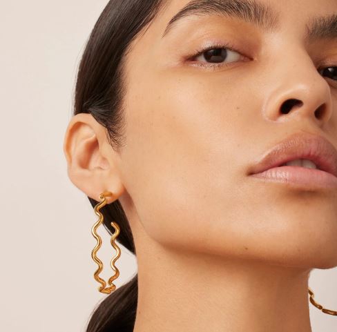 Jenny Bird Gold Squiggle Hoop Earrings