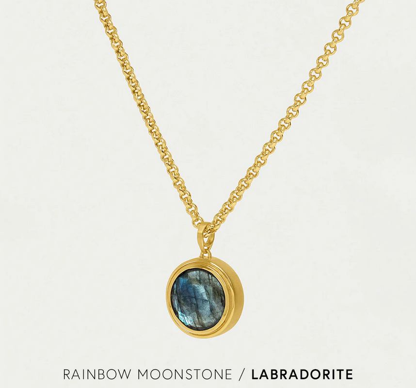 Dean Davidson Signet Doubled-Sided Statement Necklace Moonstone and Labradorite