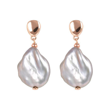 Bronzallure Grey Ming Pearl Drop Earrings