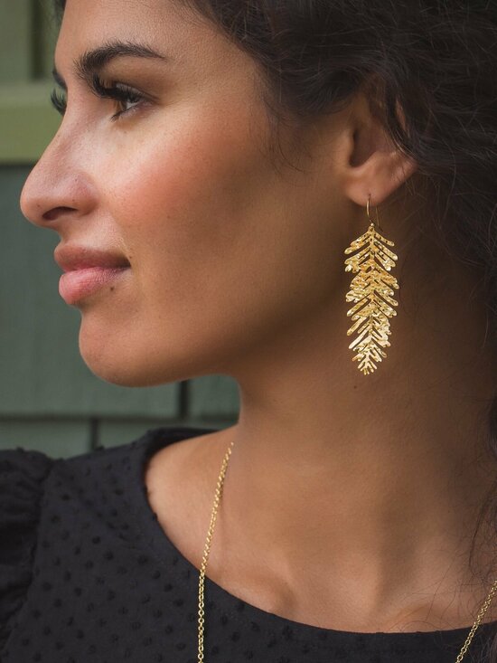 Holly Yashi Gold Redwood Needle Earrings