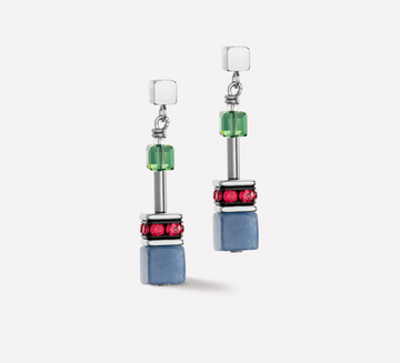 Coeur De Lion Green Red Blue Geo Cube Earrings