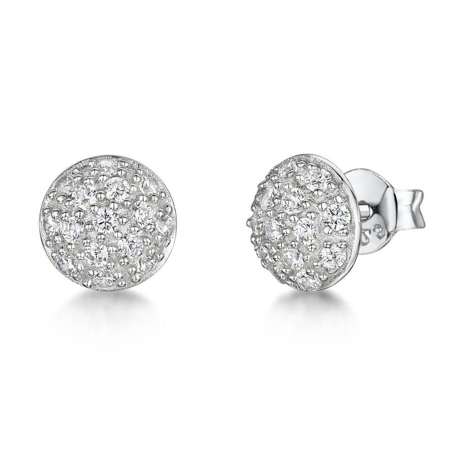 Marseille Sterling Round Pave CZ Stud Earrings