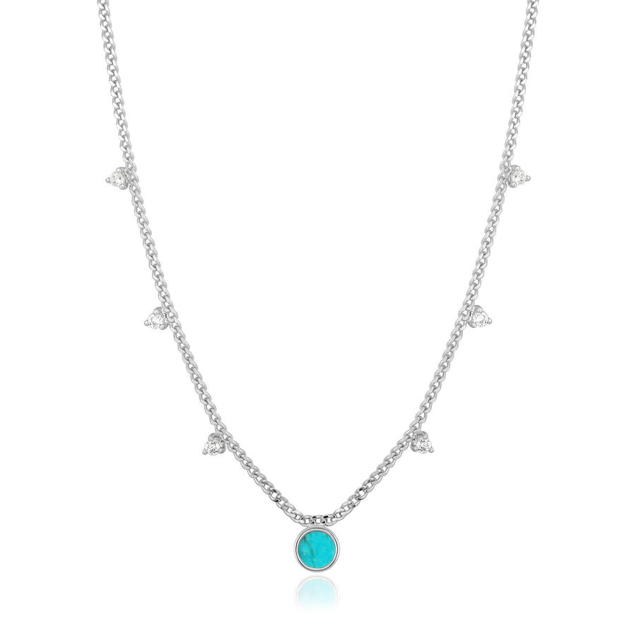 Ania Haie Silver Turquoise Disc Drop Necklace