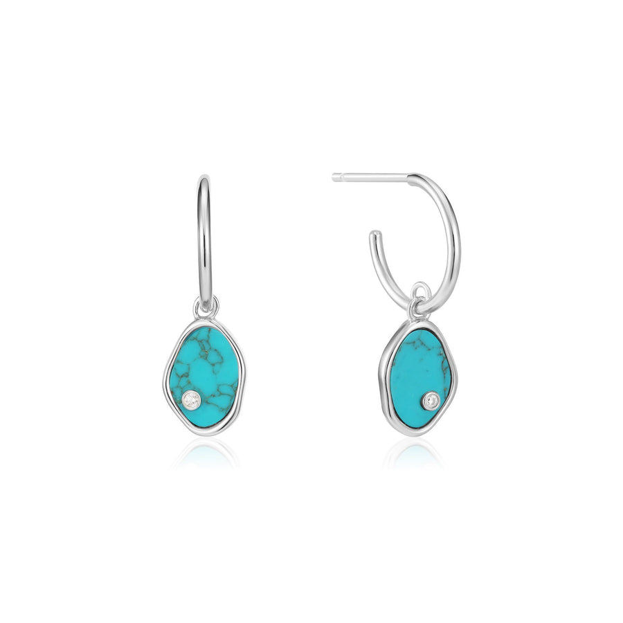 Anai Haie Silver Tidal Turquoise Mini Hoop Earrings