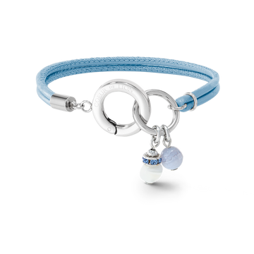 Coeur De Lion Blue Leather Circle Clasp Bracelet