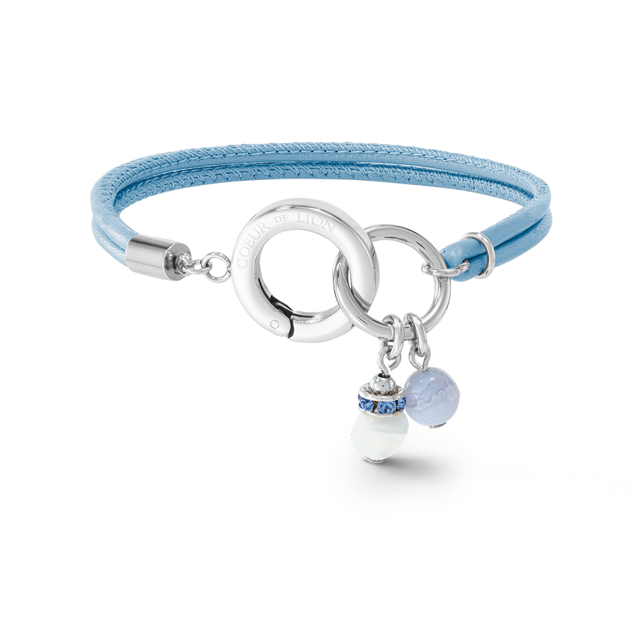 Coeur De Lion Blue Leather Circle Clasp Bracelet