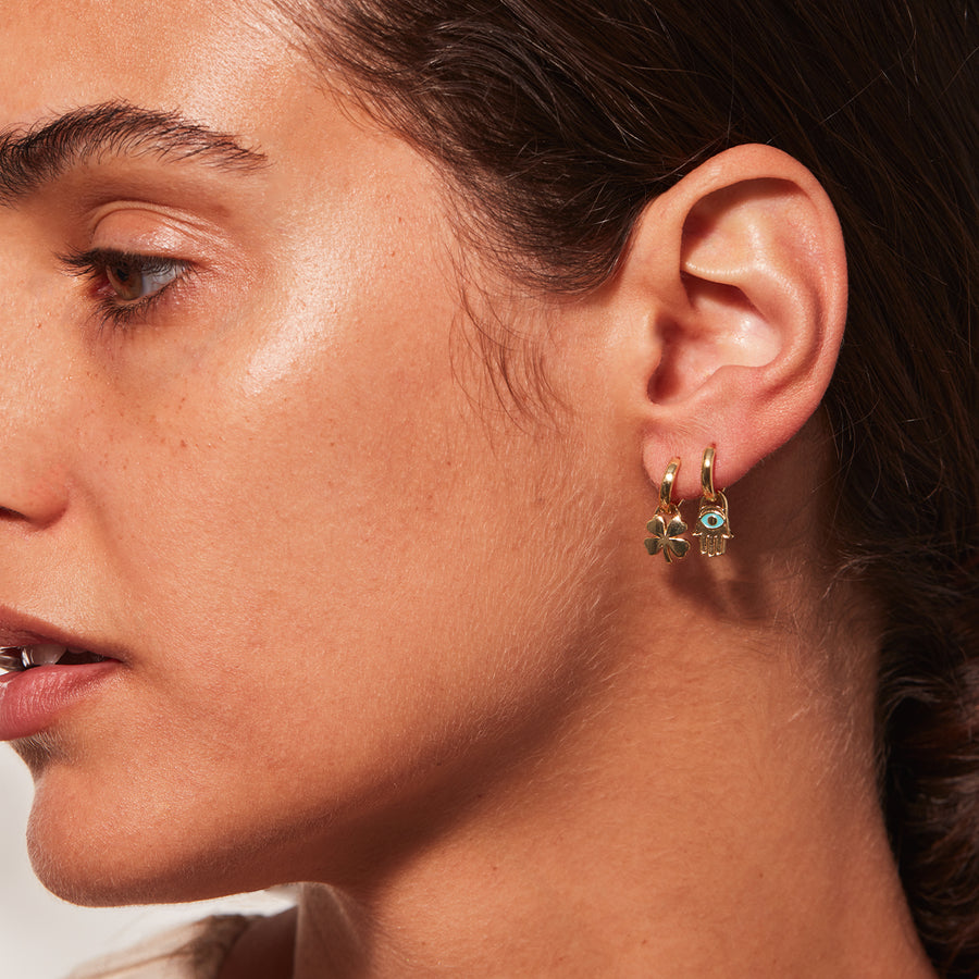 Jenny Bird Gold Enamel Huggie Earring Set