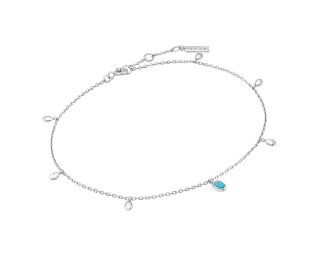 Ania Haie Silver Turquoise Drop Pendant Anklet