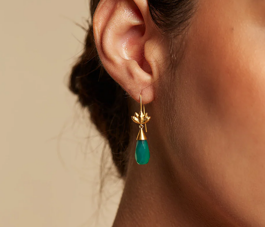 Satya Guided Journey Lotus Green Onyx Earrings