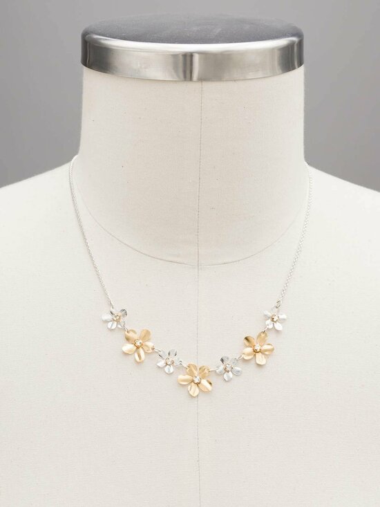 Holly Yashi Silver Gold Plumeria Classic Necklace