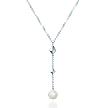 Birks Sterling Rock and Pearl Fresh Water Pearl Y Necklace
