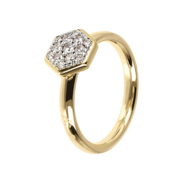 Bronzallure Hexagonal Pavé Golden Ring