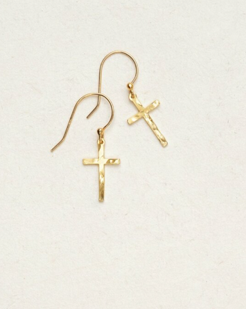Holly Yashi Gold Love and Honor Cross Earrings