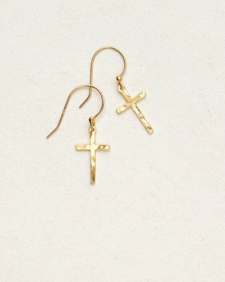 Holly Yashi Gold Love and Honor Cross Earrings