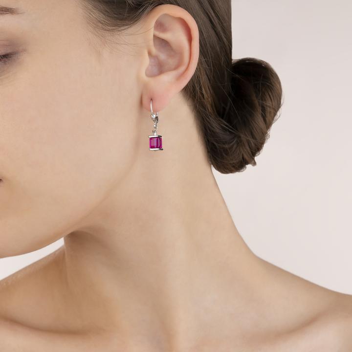 Coeur De Lion Pink Geo Cube Drop Earrings