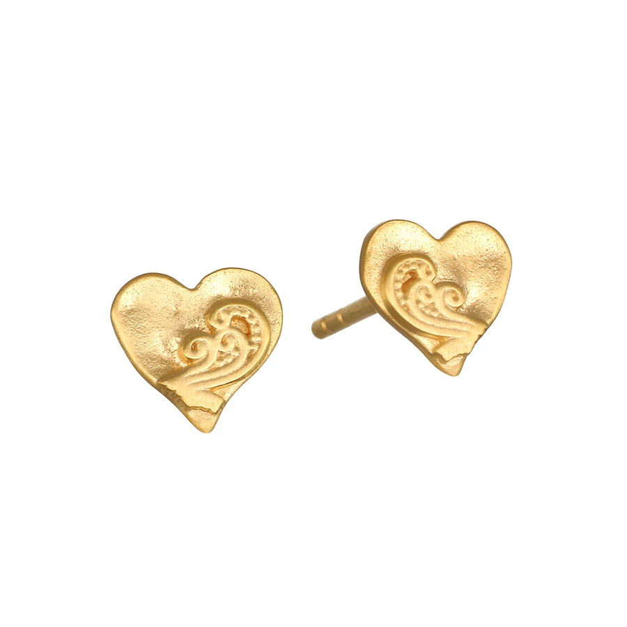 Satya Gold Heart Paisley Stud Earrings