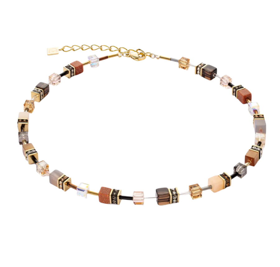Couer De Lion Iconic Precious Browns Geo Cube Necklace